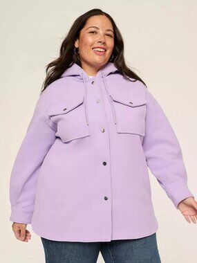 Lane Bryant Double‑Faced Wool Hooded Shacket – Lavender – 26/28